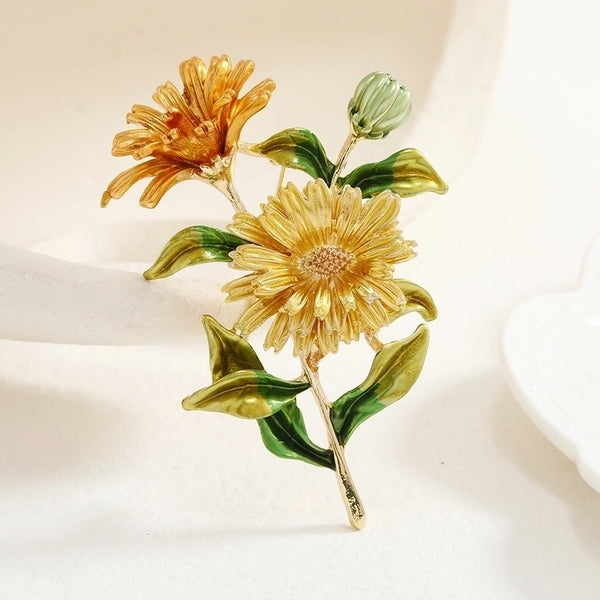 Retro Pin Flower Alloy Enamel Women'S Brooches