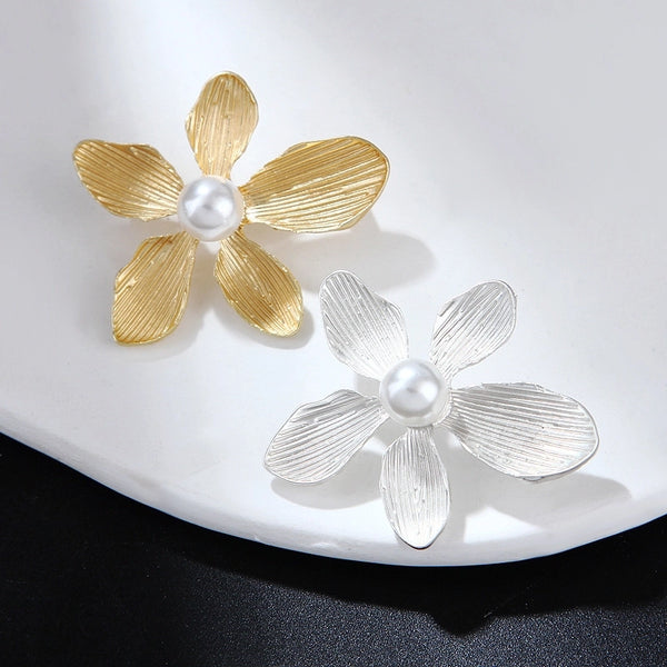 Retro Pin Flower Alloy Plating Inlay Pearl Women's Brooches