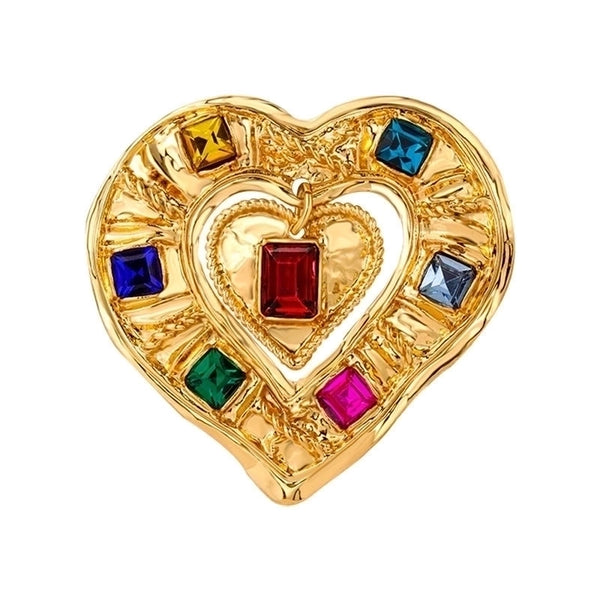 Retro Pin Heart Shape Alloy Inlay Rhinestones Women'S Brooches