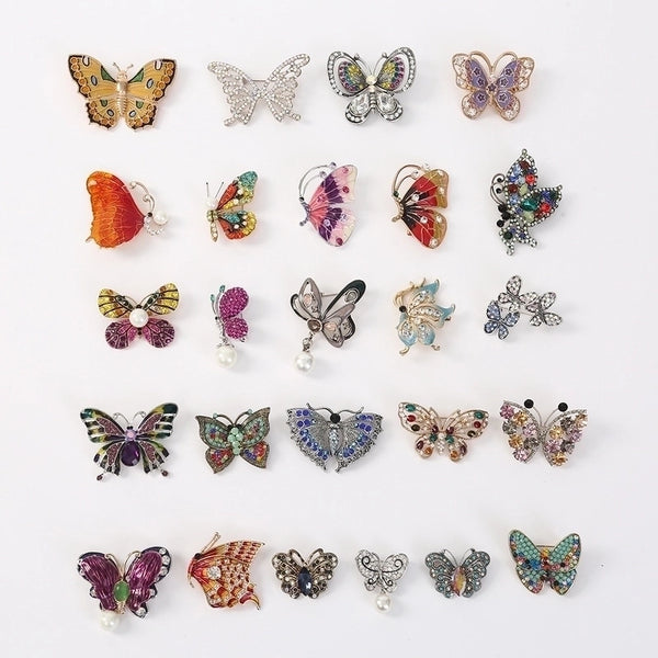 Retro Pin Insect Butterfly Rhinestone Unisex Brooches