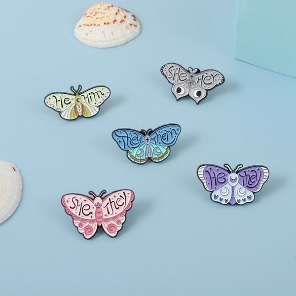 Retro Pin Letter Butterfly Alloy Enamel Unisex Brooches