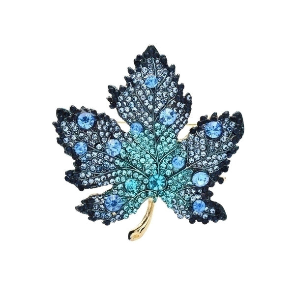 Retro Pin Maple Leaf Alloy Inlay Rhinestones Unisex Brooches