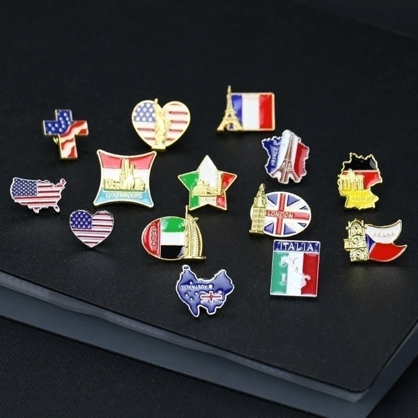 Retro Pin National Flag Alloy Plating No Inlaid Unisex Brooches