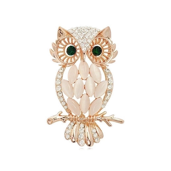 Retro Pin Owl Alloy Inlay Artificial Gemstones Unisex Brooches