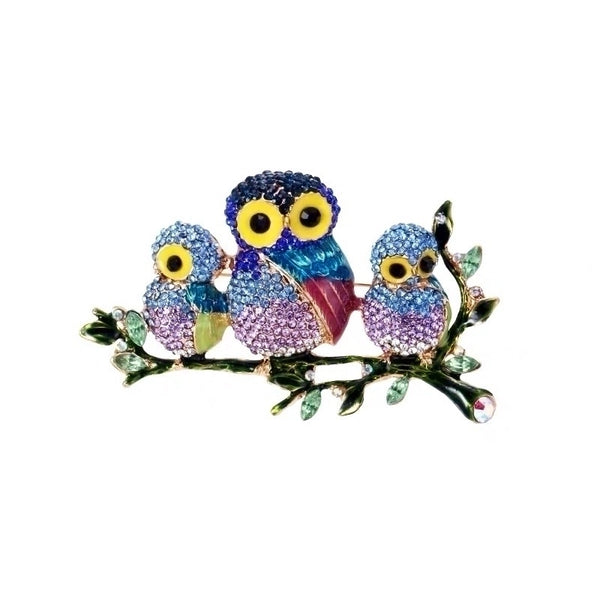 Retro Pin Owl Alloy Inlay Rhinestones Unisex Brooches