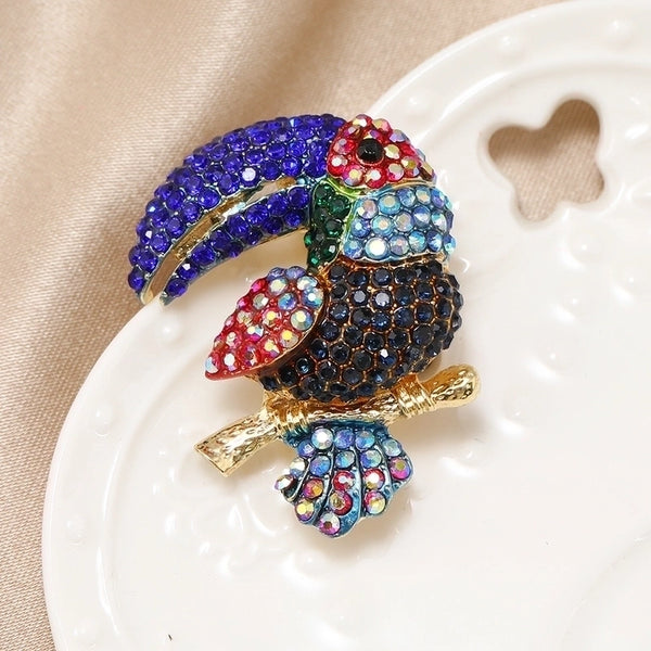 Retro Pin Parrot Alloy Plating Inlay Rhinestones Unisex Brooches