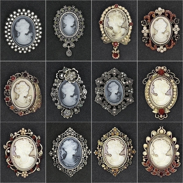 Retro Pin Portrait Alloy Plating Rhinestones Women'S Brooches