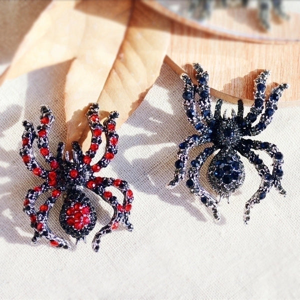 Retro Pin Spider Alloy Inlay Rhinestones Unisex Brooches