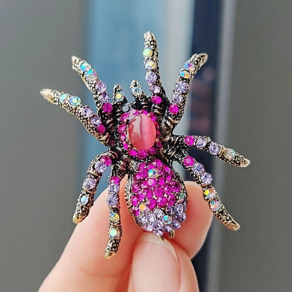 Retro Pin Spider Alloy Plating Inlay Opal Unisex Brooches