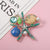 Retro Pin Starfish Ocean Shell Imitation Pearl Rhinestone Metal Enamel Unisex Brooches