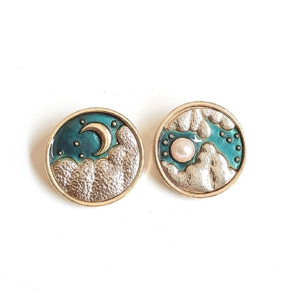 Retro Pin Sun Moon Alloy Enamel Artificial Pearls Unisex Brooches