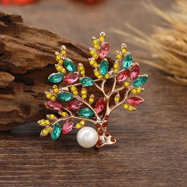 Retro Pin Tree Alloy Inlay Rhinestones Unisex Brooches