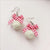 Retro Plaid Bow Cute Mink Plush Ball Strawberry Cake Ear Clip Christmas Earrings