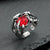 Retro Ring Fashion Alloy Silver Opening Punk Ring Skull Head Ruby Ring