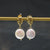 Retro Round Flower Pearl Copper Patchwork Zircon Drop Earrings 1 Pair