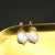 Retro Round Flower Pearl Copper Patchwork Zircon Drop Earrings 1 Pair