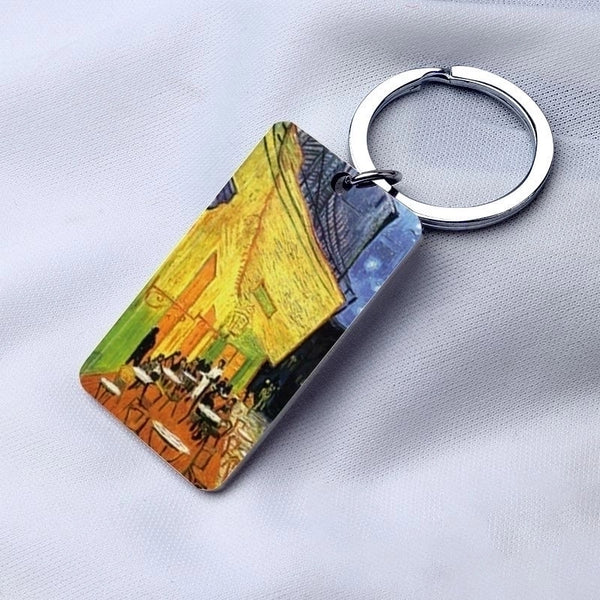 Retro Scenery Stainless Steel Bag Pendant Keychain