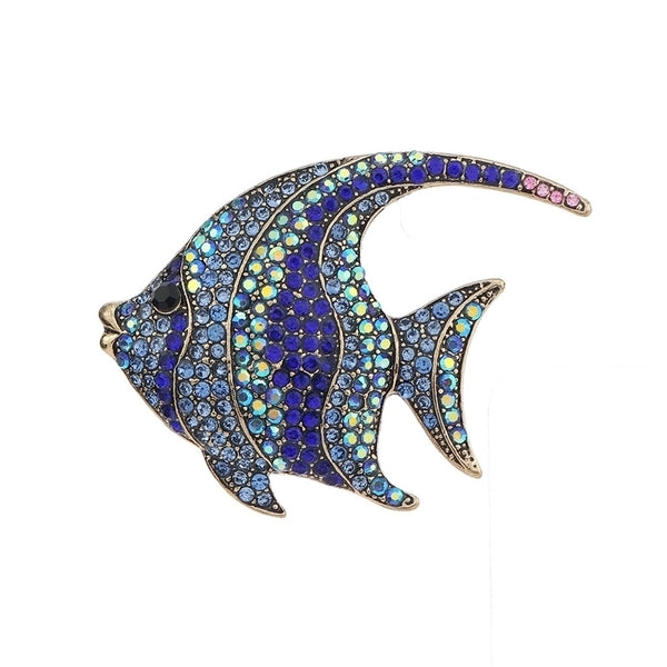 Retro Shiny Pin Fish Alloy Plating Inlay Rhinestones Unisex Brooches