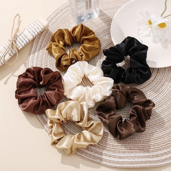 Retro Silk Satin Large Solid Color Hair Scrunchies Wholesale