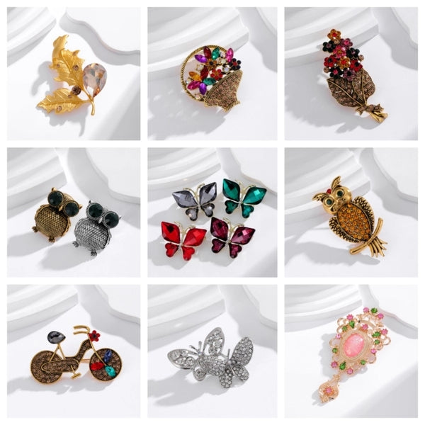 Retro Simple Style Animal Plant Alloy Inlay Rhinestones Women's Brooches