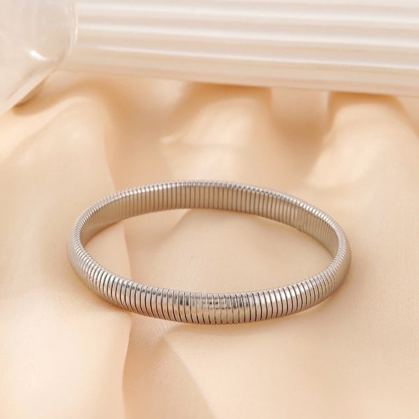 Retro Minimalist Lines 304 Stainless Steel Bangle In Bulk