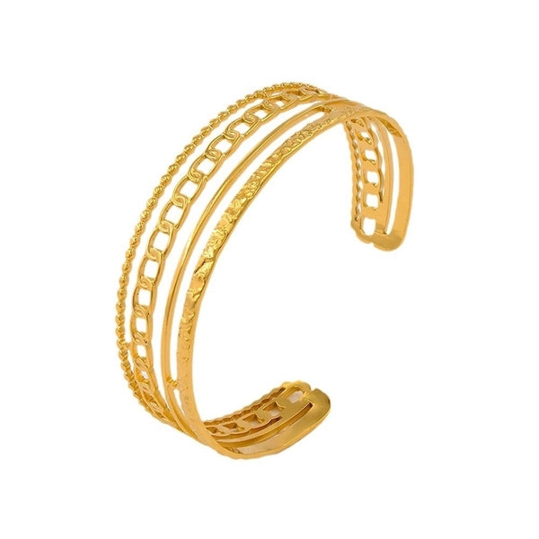 Retro Solid Color 304 Stainless Steel 18K Gold Plated None Bangle In Bulk