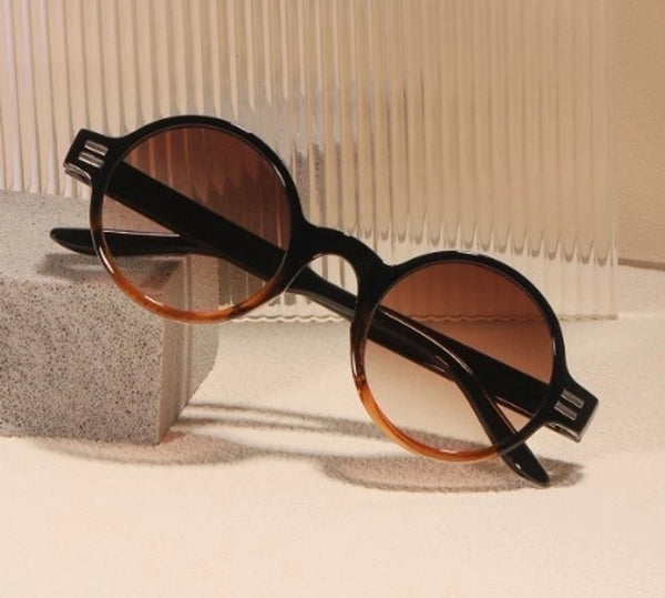 Retro Solid Color Ac Round Frame Full Frame Women's Sunglasses