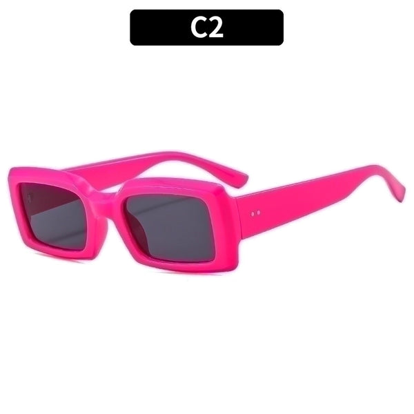 Retro Solid Color Ac Square Full Frame Women's Sunglasses