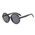 Retro Solid Color Leopard Ac Round Frame Full Frame Women's Sunglasses