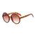 Retro Solid Color Leopard Ac Round Frame Full Frame Women's Sunglasses