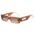 Retro Solid Color Leopard Pc Square Full Frame Men's Sunglasses