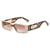 Retro Solid Color Leopard Pc Square Full Frame Men's Sunglasses