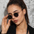 Retro Solid Color Pc Round Frame Full Frame Women's Sunglasses