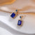 Retro Square Titanium Steel Inlay Zircon Rings Earrings Necklace