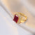 Retro Square Titanium Steel Inlay Zircon Rings Earrings Necklace