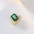 Retro Square Titanium Steel Inlay Zircon Rings Earrings Necklace