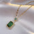 Retro Square Titanium Steel Inlay Zircon Rings Earrings Necklace