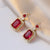 Retro Square Titanium Steel Inlay Zircon Rings Earrings Necklace