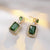 Retro Square Titanium Steel Inlay Zircon Rings Earrings Necklace