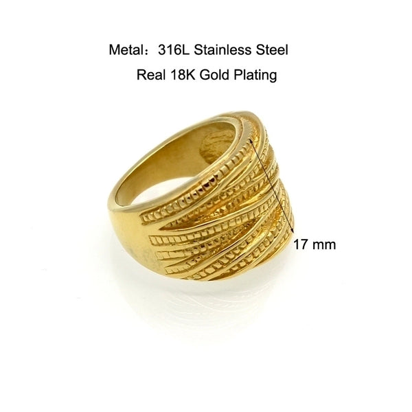 Retro Streetwear Geometric Titanium Steel Plating 18k Gold Plated Rings