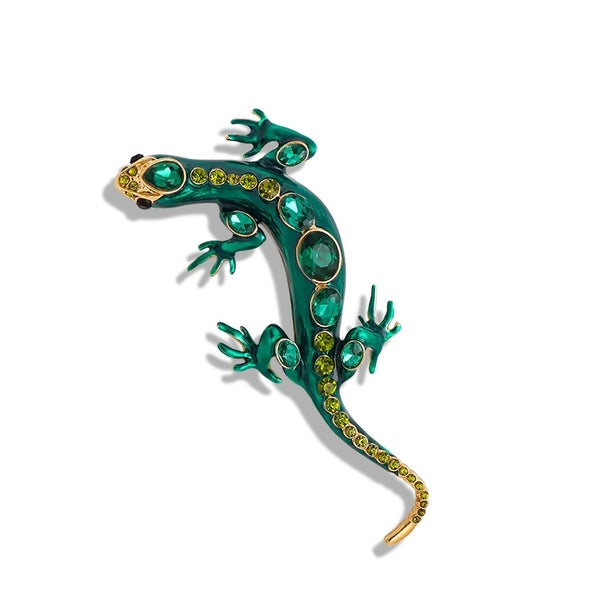 Retro Streetwear Pin Lizard Alloy Inlay Zircon Unisex Brooches