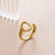 Retro Stripe Solid Color Stainless Steel Criss Cross Plating Hollow Out 18k Gold Plated Open Ring