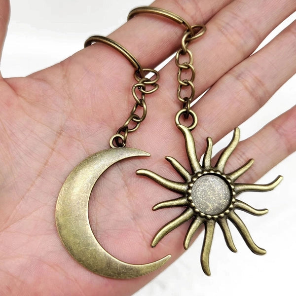 Retro Sun Moon Alloy Plating Gold Plated Bag Pendant Keychain