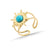 Retro Sun Stainless Steel Open Ring Metal Turquoise Stainless Steel Rings