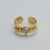 Retro U Shape Stainless Steel Inlay Natural Stone Shell 14k Gold Plated Open Ring