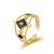 Retro U Shape Stainless Steel Inlay Natural Stone Shell 14k Gold Plated Open Ring