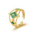 Retro U Shape Stainless Steel Inlay Natural Stone Shell 14k Gold Plated Open Ring