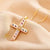 Roman Style Cross Steel Enamel Plating Inlay Zircon Pendant Necklace