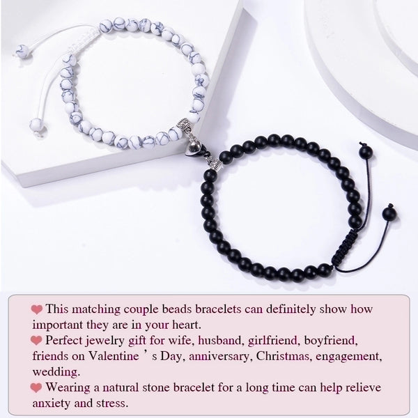 Romantic Heart Shape Natural Stone Handmade Bracelets