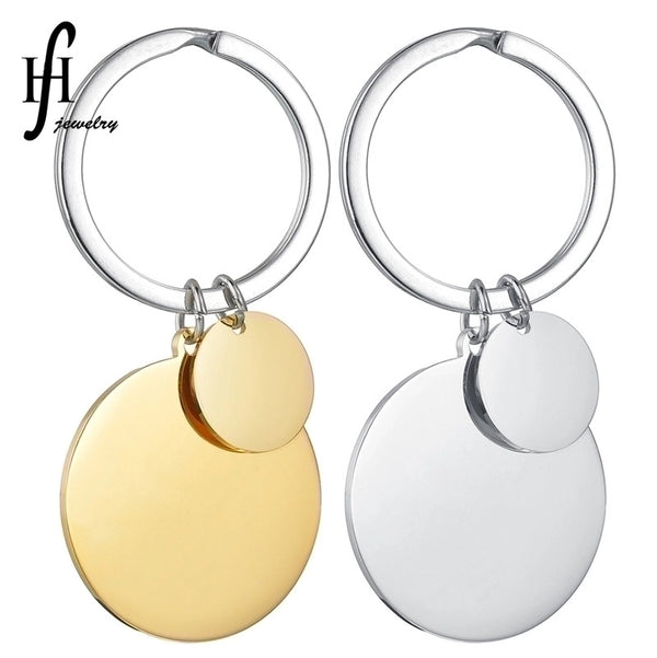 Round 201 Stainless Steel Stainless Steel Plating Titanium Steel 18K Gold Plated Keychain